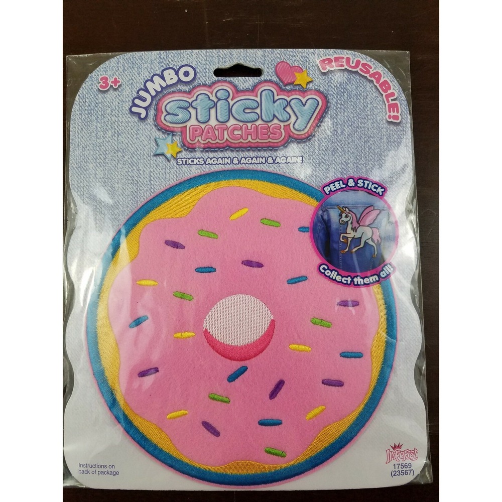 Imperial Jumbo Reusable Sticky Patches‎ Pink Donut with Sprinkles NEW